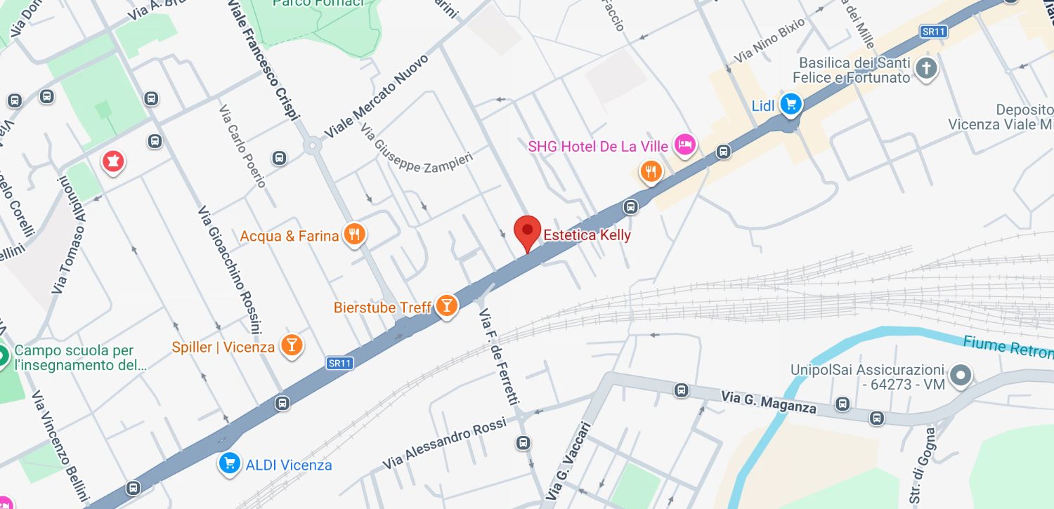 Mappa della zona di viale Verona a Vicenza con la posizione di Estetica Kelly